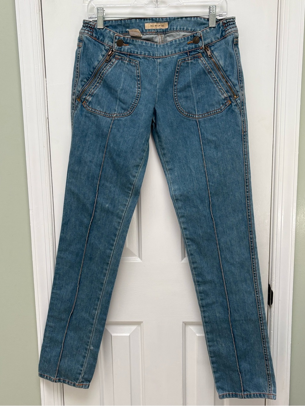 See By Chloe light wash zipper accent jeans - size 6